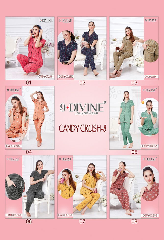 9 Divine Candy Crush  Night Suits Daily Wear Cotton Printed Collection